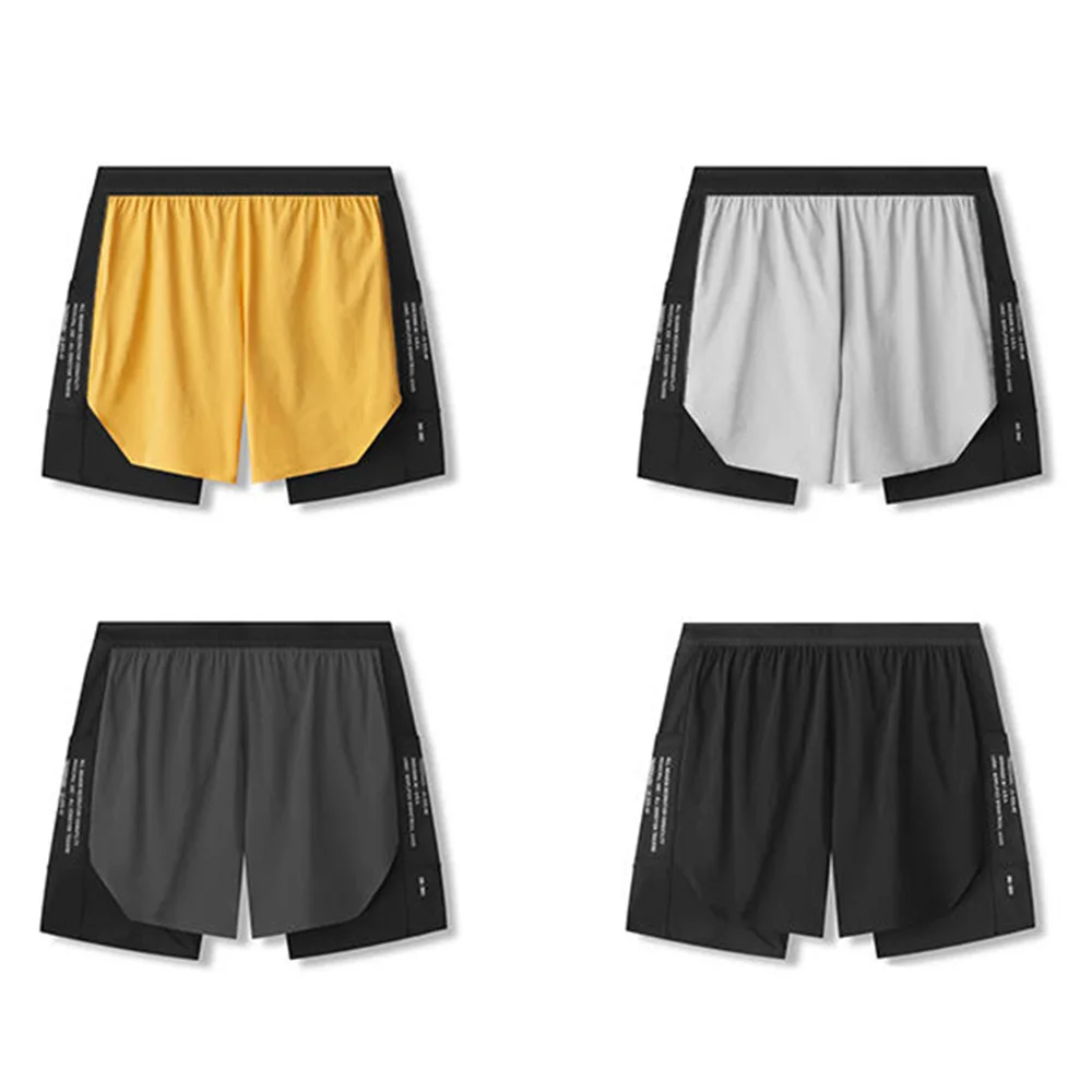 Mens Shorts Sports Gym Running Tights Fake Two-Piece Trend Side Pockets Outdoor Summer Training Breathable Shorts Men's Clothing