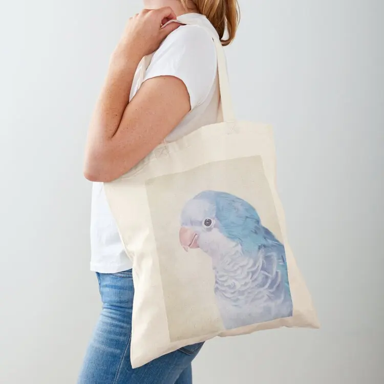 Blue Quaker - pet bird portrait painting Tote Bag Handbags women Shopper Women's shopper bag tote bag canvas