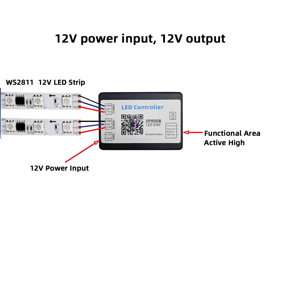 Car Turn Signal Controller, Colorful LED Scrolling Light, Brake Light Flashing SP800B WS2815 2812 2811