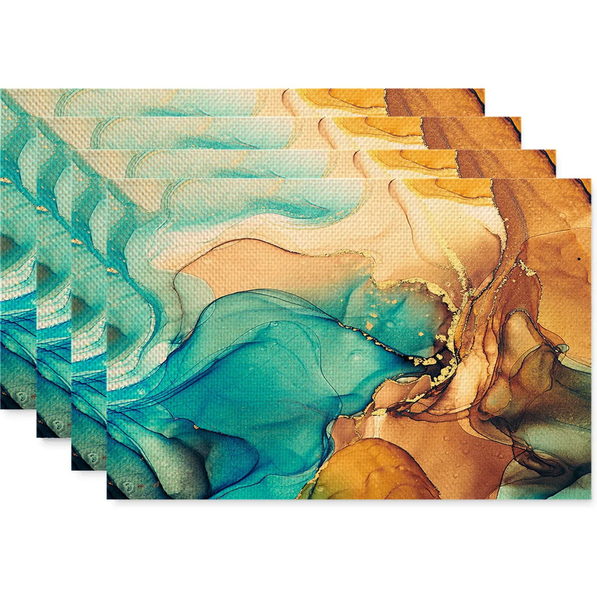 Bild 3: Marmor-Tischset in Blaugrün und Gold, dekorative Tischmatte