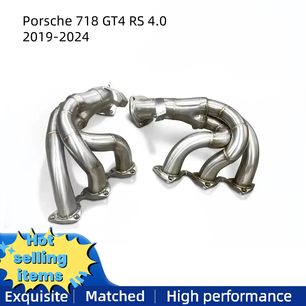 

High flow stainless steel exhaust manifold for Porsche 718 GT4 RS 4.0 2021-2024 exhaust system downpipe converter