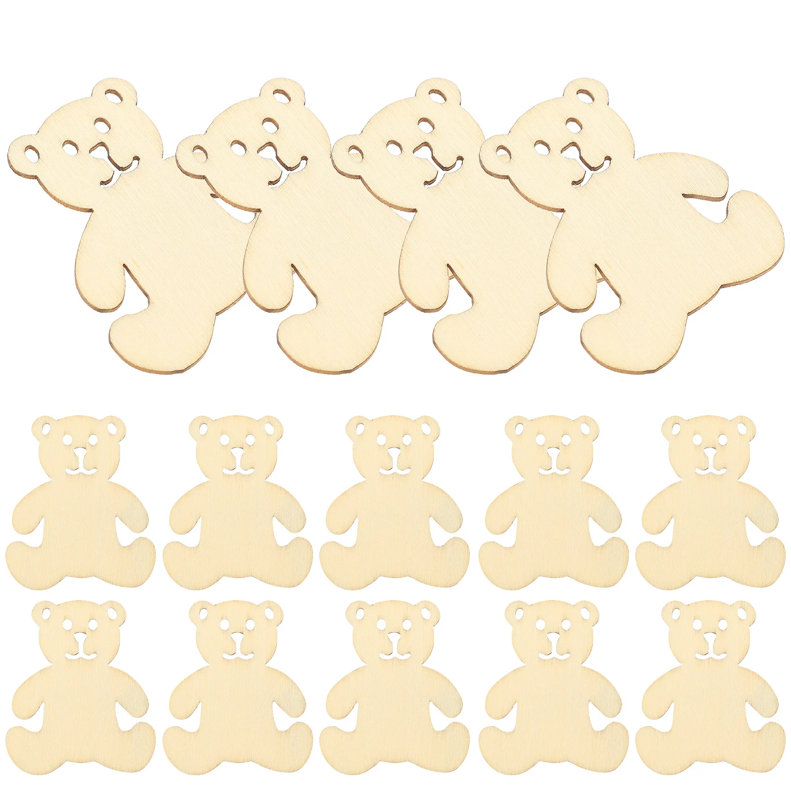 

40Pcs Wooden Bear Shape DIY Chip Slices Smooth Surface for Crafts Holiday Party Decorations Wooden Ornaments Creative Gift