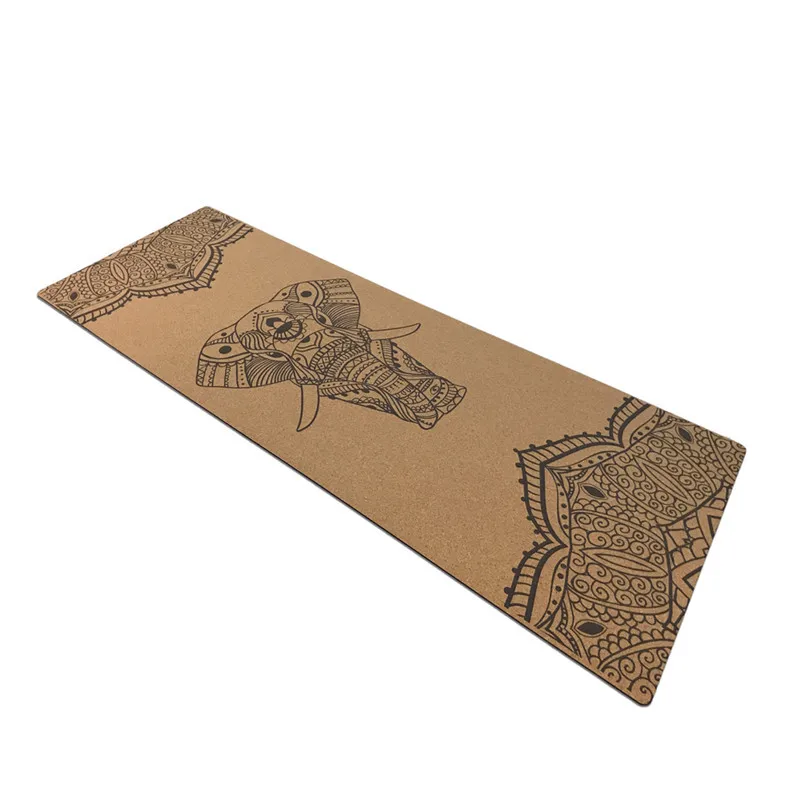 Comfortable Cork Exercise Fitness Yoga Mat Natural Rubber Eco-friendly Slip-resistant Hot Black Back Nice Design коврик для йоги