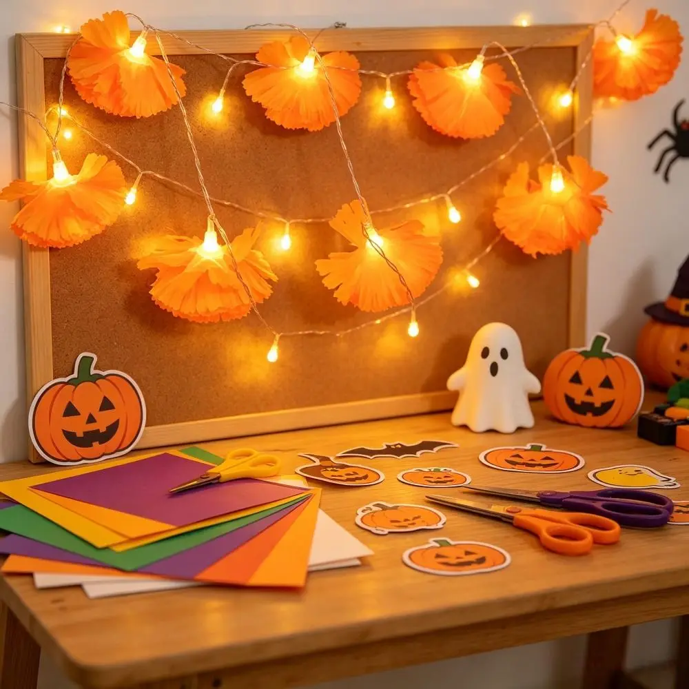 Chrysanthemum String Lights Spooky Creepy LED Fairy Light Soft Glowing Lightweight Durable Chrysanthemum light string Window