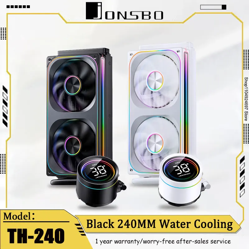 

JONSBO TH-240 Экран процессора Дисплей Встроенное водяное охлаждение ARGB Божественная синхронизация света ШИМ Контроль температуры Радиатор