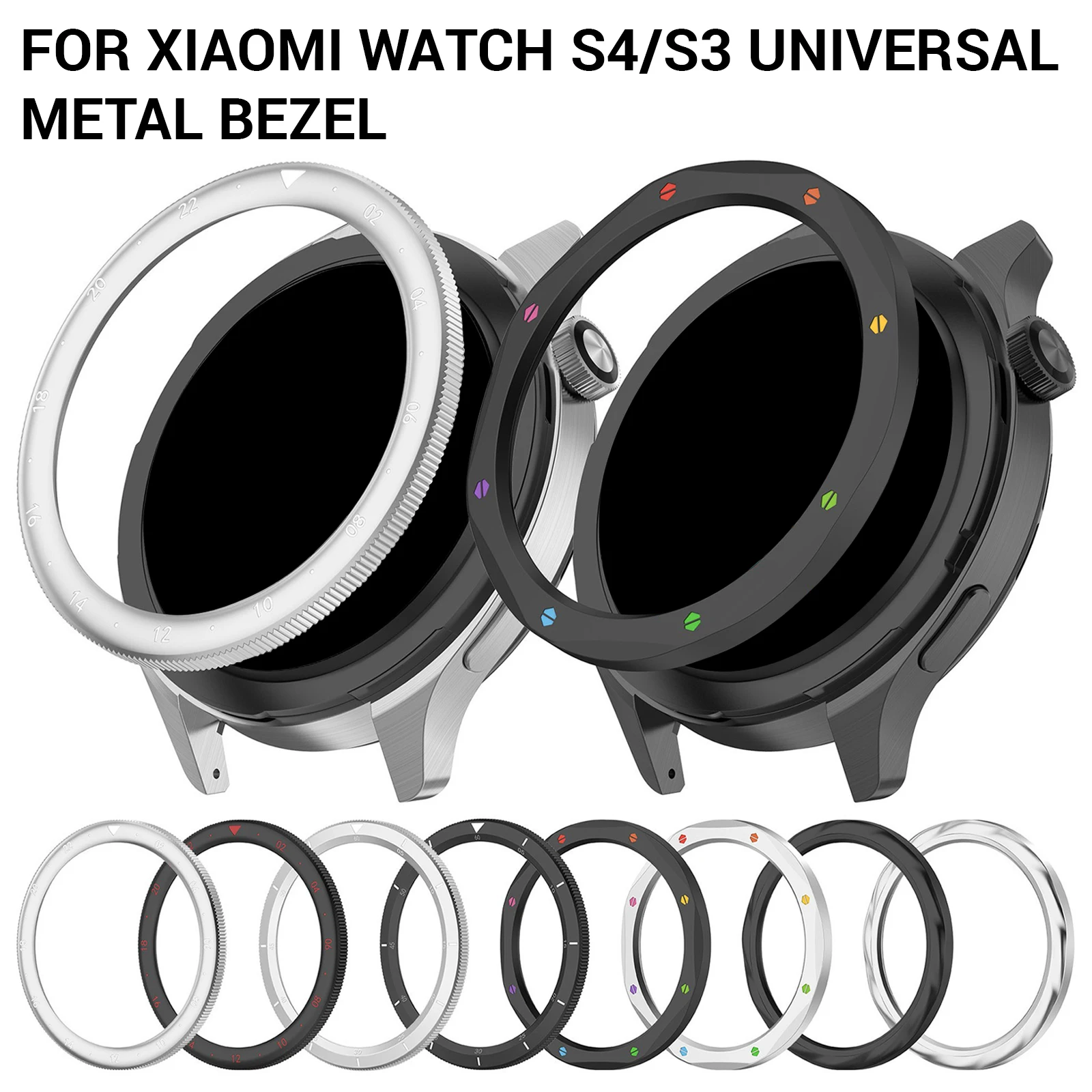 BUSKOZ lunette en métal boîtier de montre bracelet Film montre lunette coque pour Xiaomi montre S4/S3 pour Xiaomi montre S4 ESIM/S3 ESIM