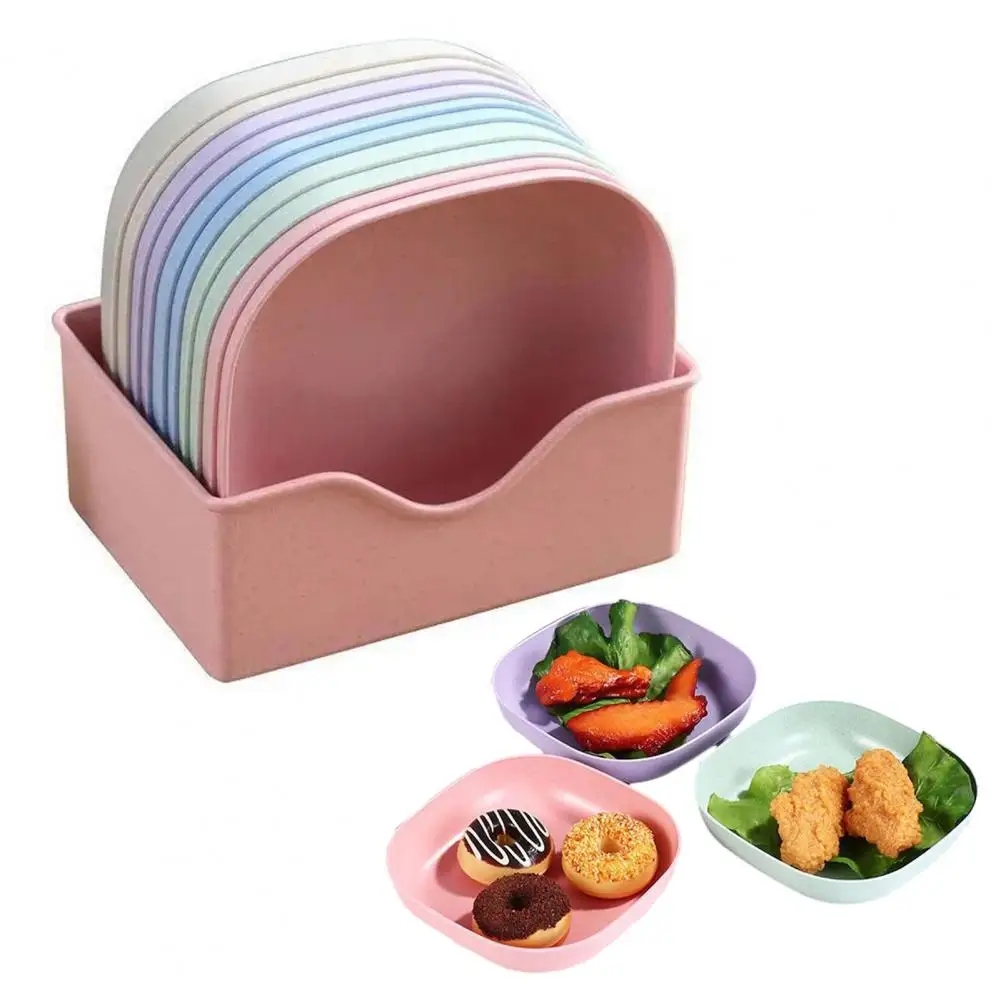 10Pcs Bone Spitting Plate with Stand Plastic Snack Tray for Candy Fruit Cookie Cake Kitchen Accessories