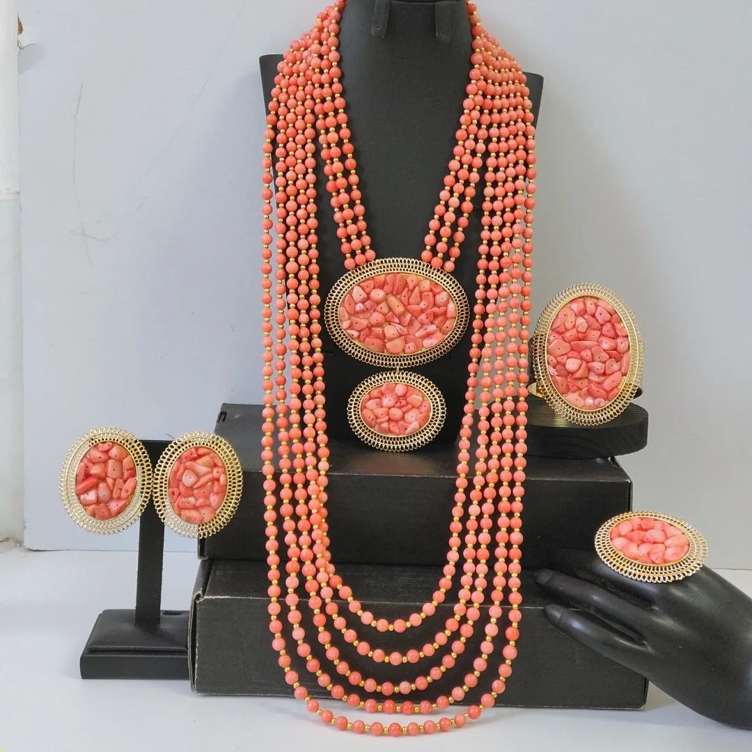 real-pink-african-coral-beads-jewelry-set-luxury