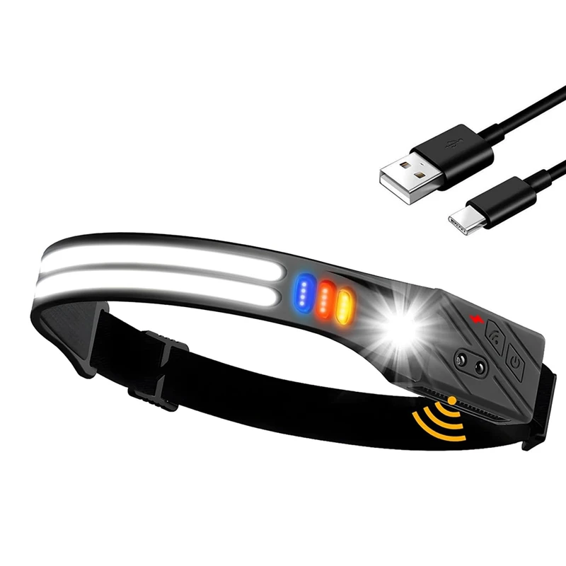 LICE-1200Mah Rechargeable Headlamp Flash Light, Led Sensor Headlamp Night Fishing Headlight For Outdoor Camping Running