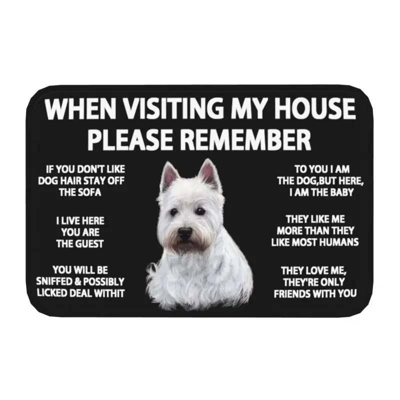 West Highland White Terrier Dog Floor Door Kitchen Bath Mat Anti-Slip Outdoor Westie Puppy Doormat Toilet Entrance Carpet Rug