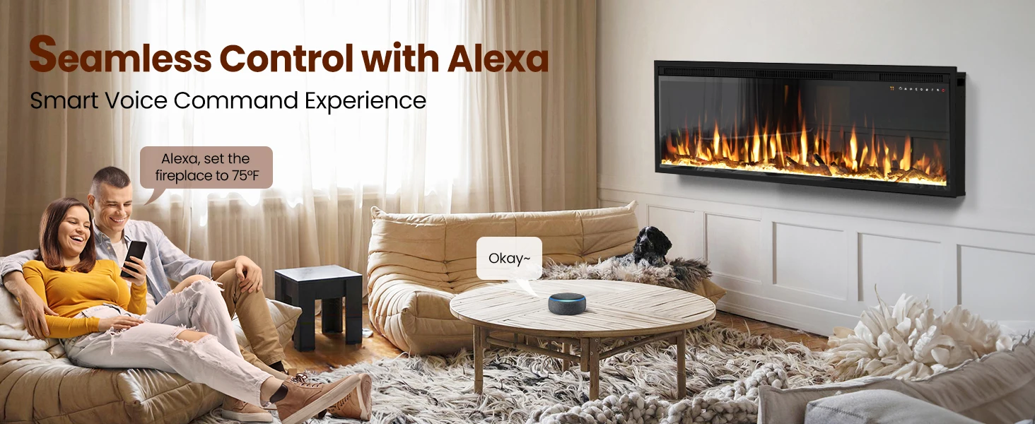 ALPACA Smart WiFi-Enabled Electric Fireplace