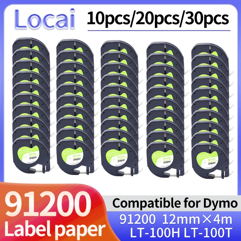 10pcs 30pcs 50pcs 91200 Label Paper 12mm 4m White Label Paper Compatible Dymo LetraTag Label Maker Paper Tape For LT100H LT-100T