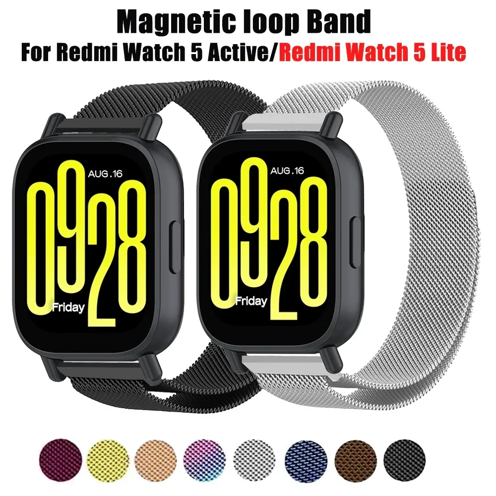 

22mm Magnetic Loop Band For Redmi Watch 5 Active Stainless Steel Bracelet Watchband For Redmi Watch 5 Lite Metal Strap Correa