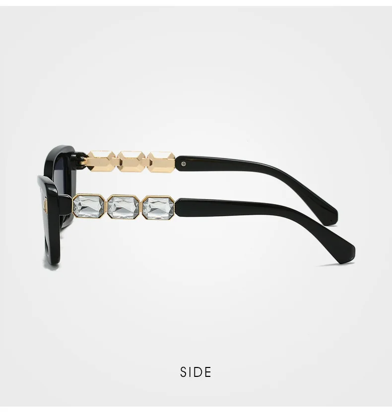 Strass-Katzenaugen-Sonnenbrille für Damen, Schwarz, Y2K-Diamant-Sonnenbrille, Vintage-Herren-Bling-Party-Sonnenbrille, Brillen – Detail 12