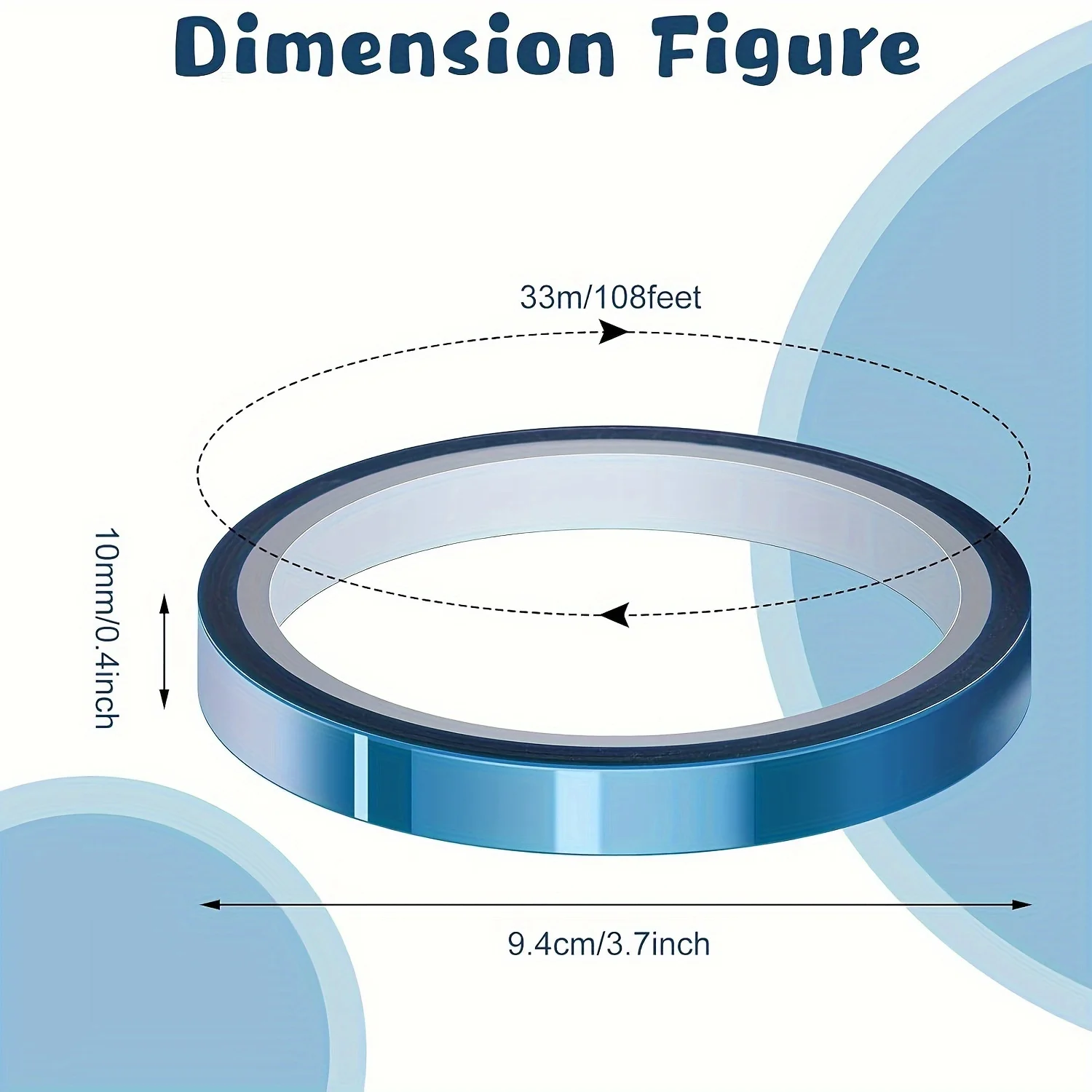 2/5/10Rolls 10mm X33m (108ft) Blue Heat Tape High Temperature Heat Resistant Tape For Heat Sublimation Press Vinyl