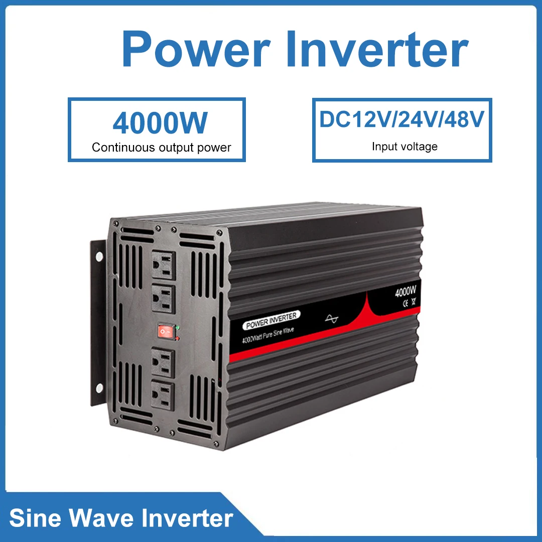 

Инвертор чистой синусоиды 4000 Вт, DC 12В/24В/48В, AC 100-120В/AC 220-240В, с функциями защиты от перенапряжения и пониженного напряжения