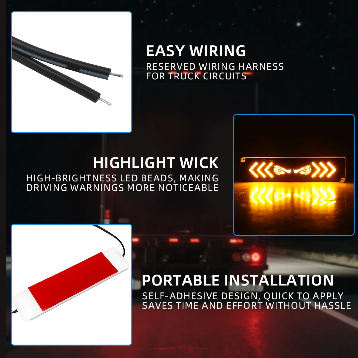 2pcs 12V Car Demon Eye LED Side Marker Light Motorcycle LED Taillight Safety Warning Light Self-Adhesive Strobe Indicator Light