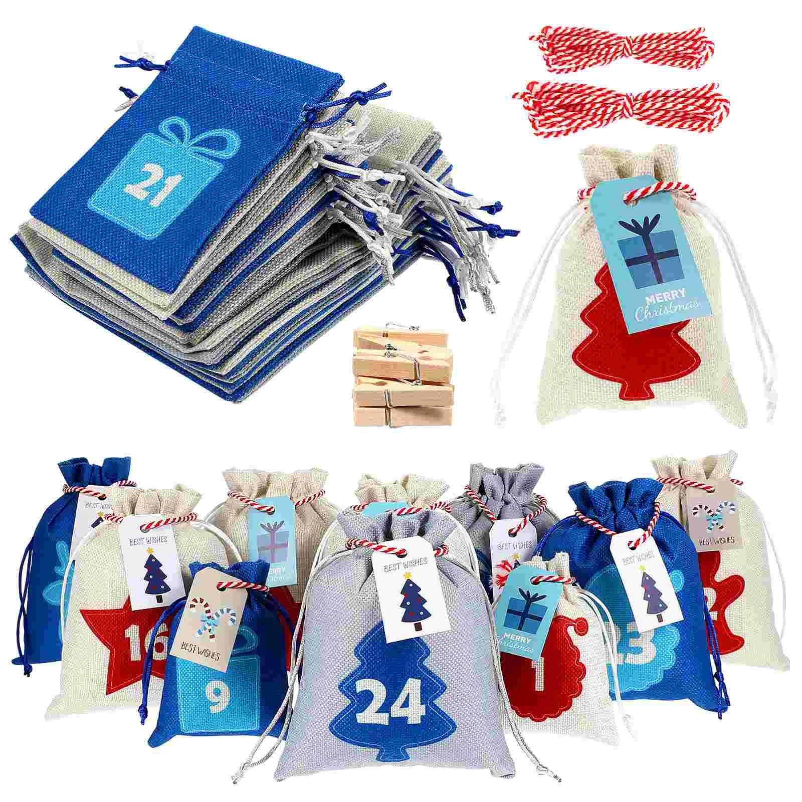 

Advent Calendar for Kid Christmas Countdown Bag Sto Calendars Gift Wrapping Bags Festival Child