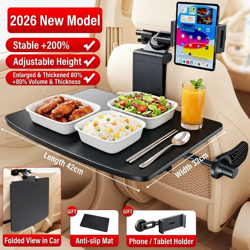 Car Seat Back Table 42x32cm Foldable Tray 0-30cm Height Adjustable Aluminum Alloy Bracket Kids Travel Desk 20kg Load for Eating