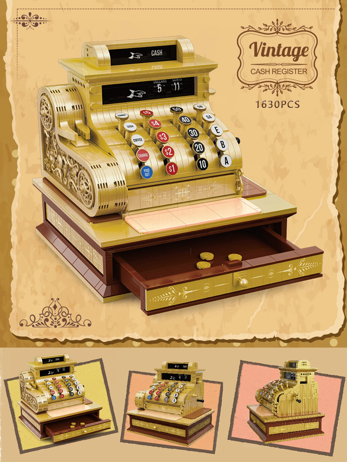 

1630 PCS Typewriter Model Building Blocks - Classic Design - Suitable for both children and adults, can be used as display toys.