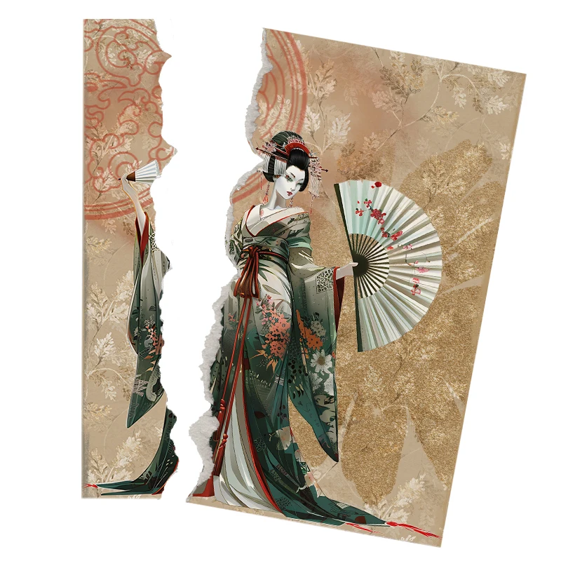 Rice Paper Original Design WuleeGifts Retro Japanese Scrapbooking Decoration Vintage Junk Journal S24070701 8PS Craft Papers