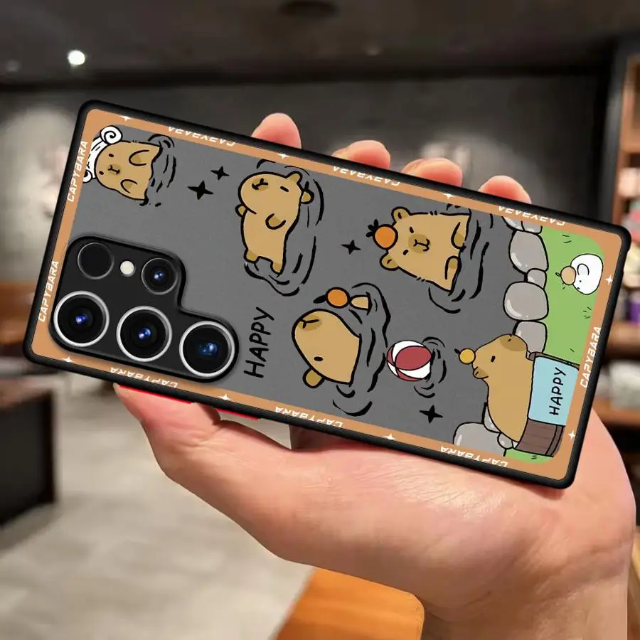 삼성 갤럭시 S21 FE S20 S9 노트 20 10 S23 울트라 S22 플러스 S24 S25 S8용 소프트 커버 케이스 귀여운 카피바라 만화