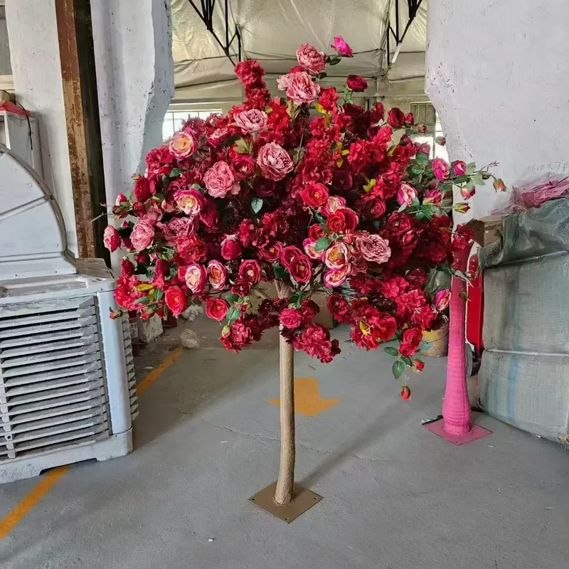 for EG-A002 Customized Size 1.2m 1.5m Wedding Event Decoration Silk Pink Hot Pink Rose Red Cherry Blossom Tree Christmas