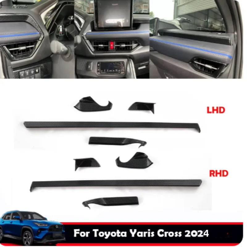 

For Toyota Yaris Cross 2024 ABS Carbon Fiber Front Air conditions Vent Outlet Cover Center Control Panel Cover accessoires