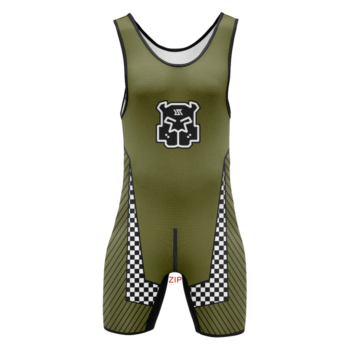 Mens Wrestling Singlets Front And Back Zipper Dog SexyMan