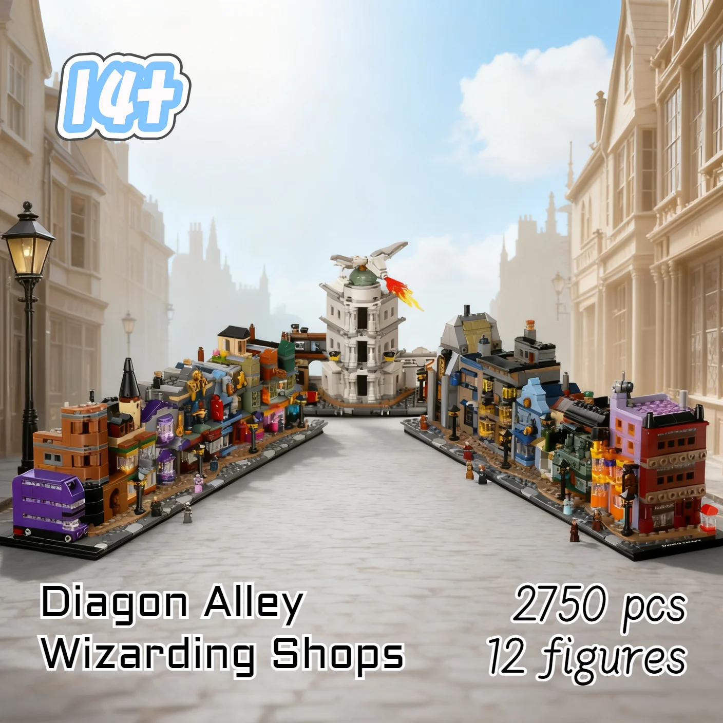 2750 قطعة لعبة ساخنة كلاسيكية زقاق متجر الساحر 76444 اللبنات لغز نموذج عرض الشارع الجمعية هدايا عيد الميلاد عيد الميلاد