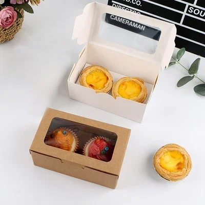 20Pcs 2/4/6 Cavities Marbling Cupcake Boxes and Packaging Cake Cookie Boxes with Window Muffin Dragees Holder Dessert Containers