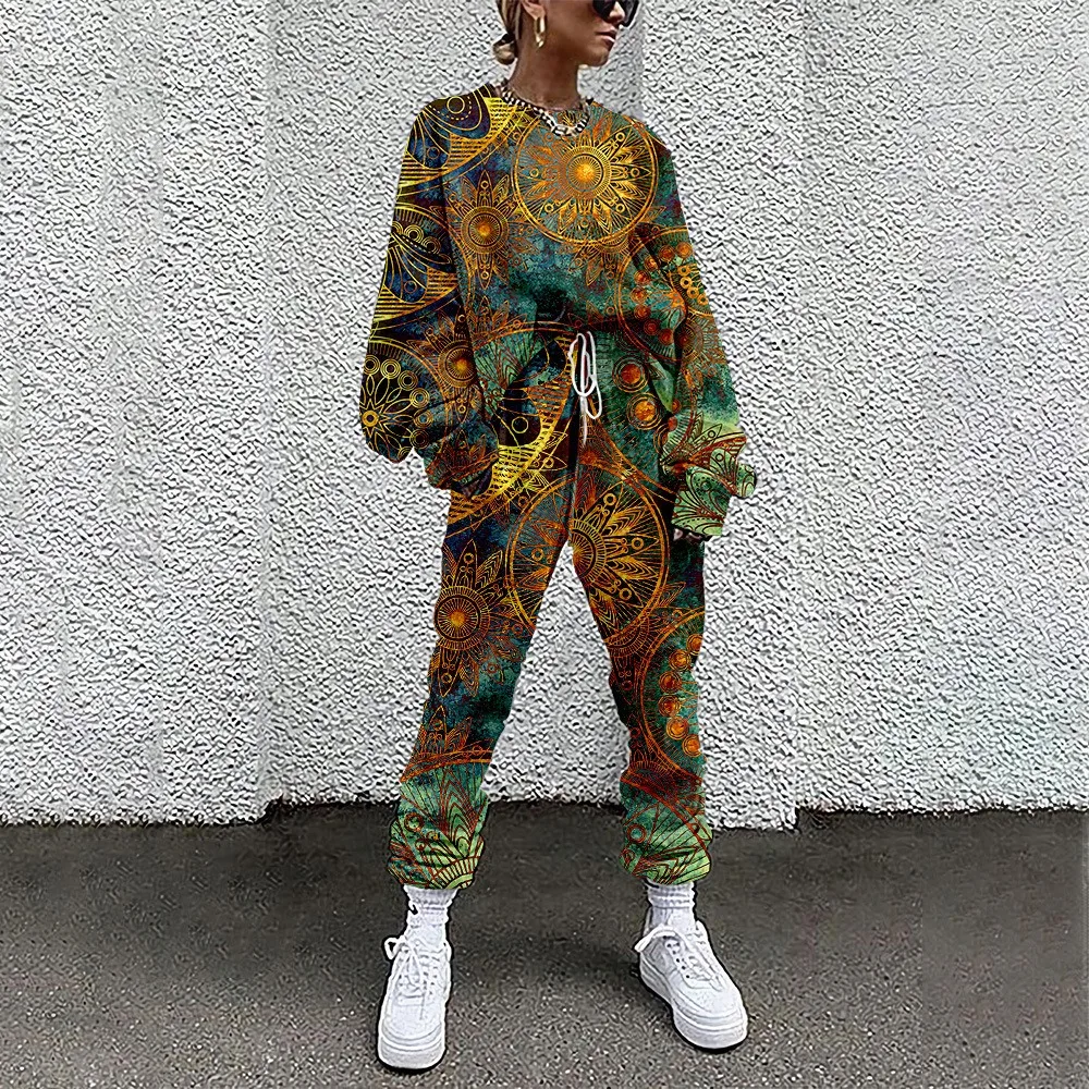 

Autumn Female Hoodies Bohemian Jumpsuits Tracksuit Street Outfit Two Piece Set Women Clothing Casual Sportswear Fashion Clothes