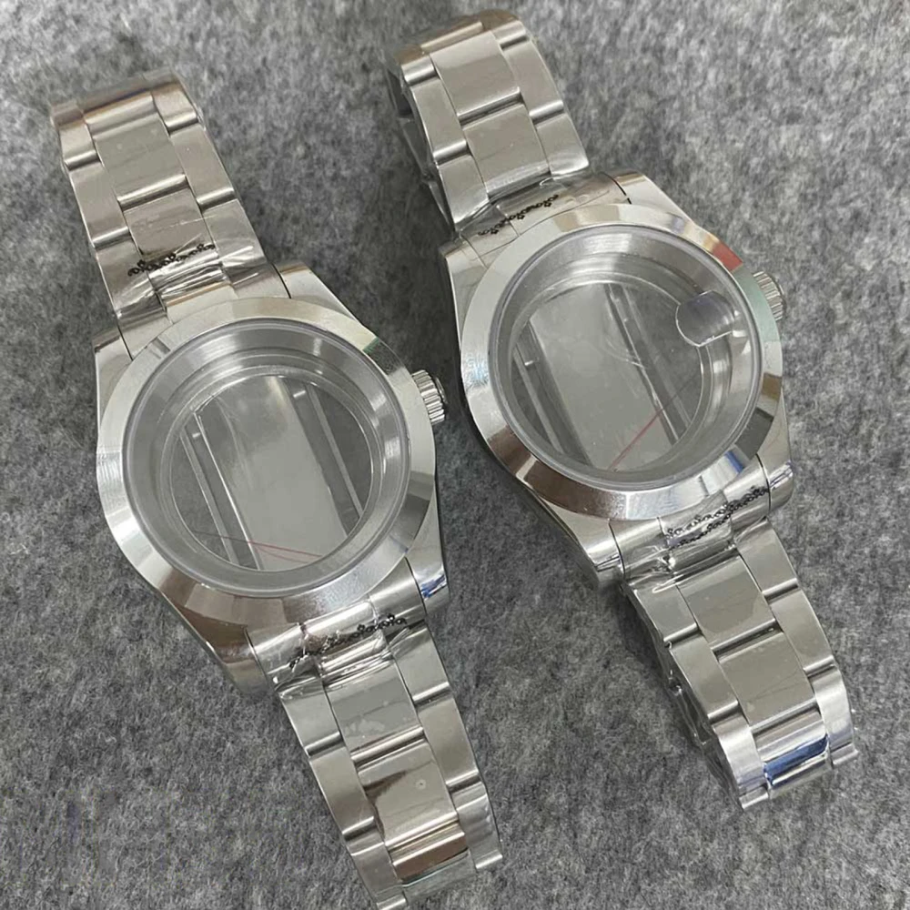 

NH35 Case Strap Set Sapphire Mirror Stainless Steel Watch Case 39mm, for NH35 NH36 Movement Oyster Perpetual Wristwatch Case