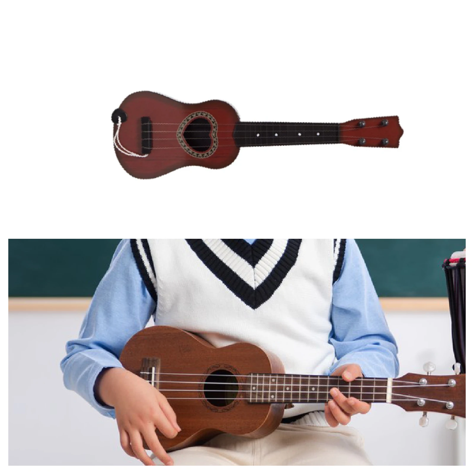 Simulation Ukulele Guitar Early Learning Educational Toy Mini Children Guitar for for Aged 3+ Party Birthday Favors Beginners