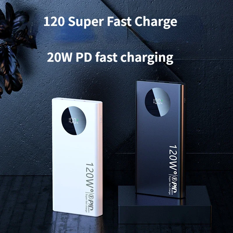 2024 New 50000mAh Portable Power Bank 120W Fast Charger Backup Battery Smart Power Display for IPhone Samsung Xiaomi