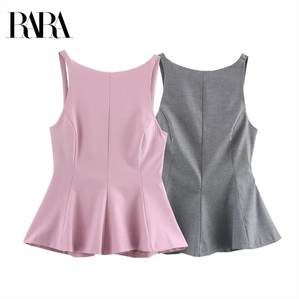 

RARA 2025 bow-decorated casual temperament backless holiday style sleeveless suspender top for women