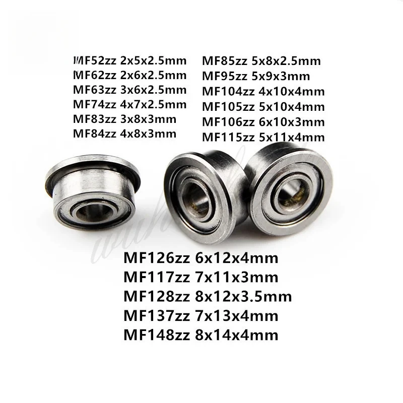 5Pcs MF52‑MF148ZZ Flanged Miniature Deep Groove Ball Bearings Double Metal Shielded Tiny Flange Bearings