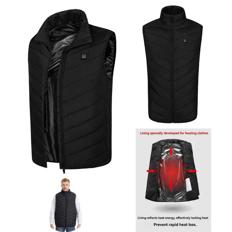 

9/28 Zone Heating Vest Unisex Usb Heating Thermal Jacket Winter Cold-proof Thick Sleeveless Coat For Camping Hiking Skiing