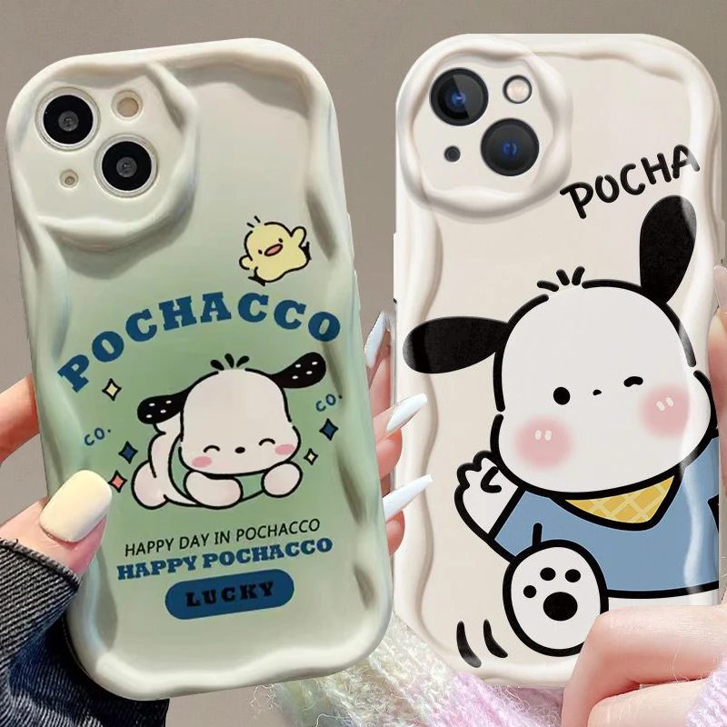 Lovely Sanrio Pochacco Wave Phone Case for iPhone 15 14 11 Pro Max 13 12 Mini XR XS X 8 7 6 6S Plus SE 2020 Soft Silicone Cover