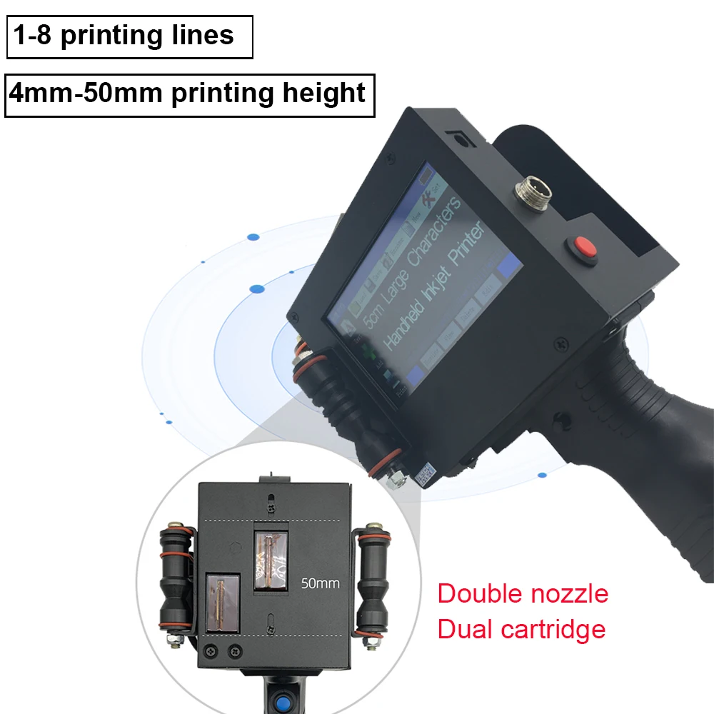 50mm 2inch big Print Height Handheld Inkjet Printer gun 5cm Print Logo QR Code Serial Number Label Barcode
