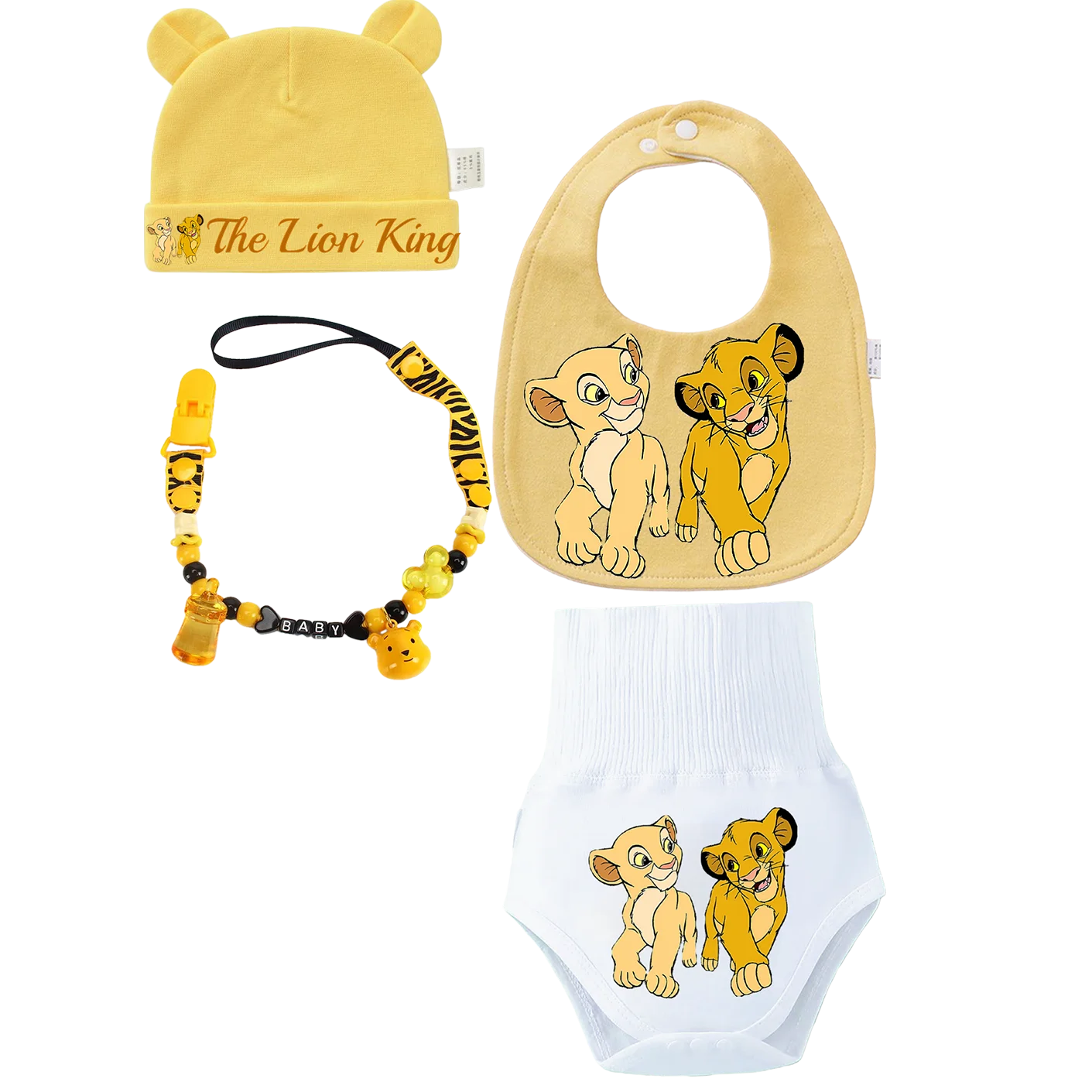 Baby bib with printed design  suitable for babies Newborn burp cloth Children's hat Baby soothing pacifier holder Boys & girls view 2