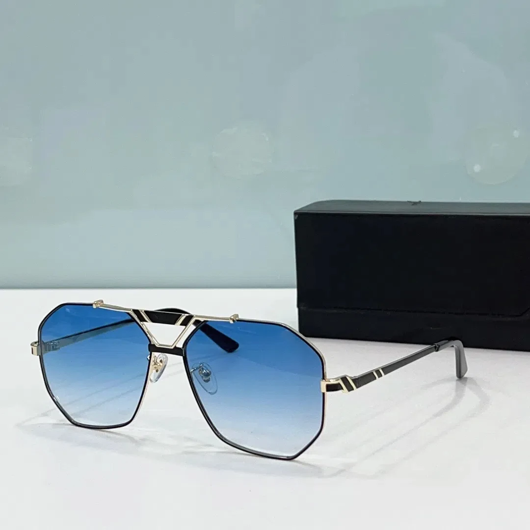 Authentic MOD9058 Gradient Blue Driving Anti-Glare UV400 Men Women Sun Glasses Premium Leisure Metal Frame Male Couple Eyewear