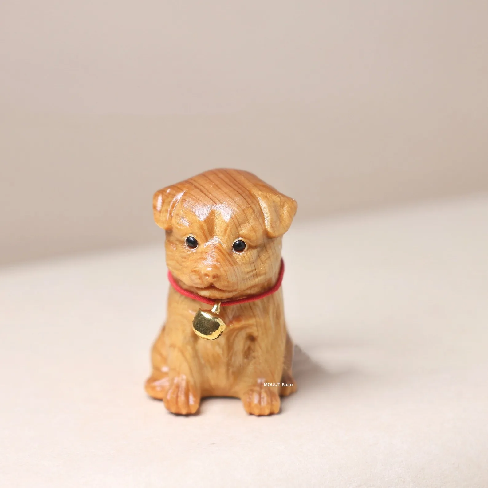 Cute Small Milk Dog Animal Figurine Ornament,Cliff Cypress Wooden Carving Zodiac Dog,Office Home Decor Birthday gift,2025 New