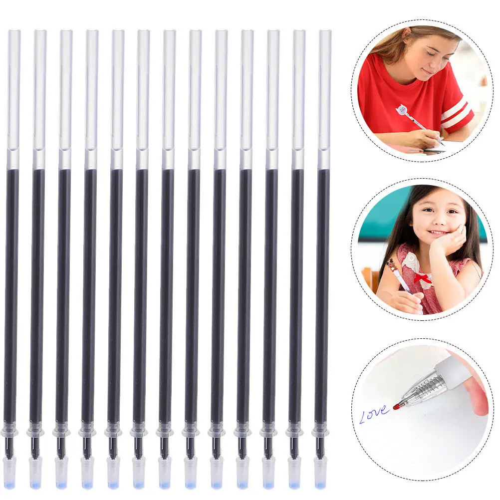 

100 шт. сменных стержней для гелевых ручек, нейтральные пластиковые стержни с нажимным механизмом, черные, для плавного письма