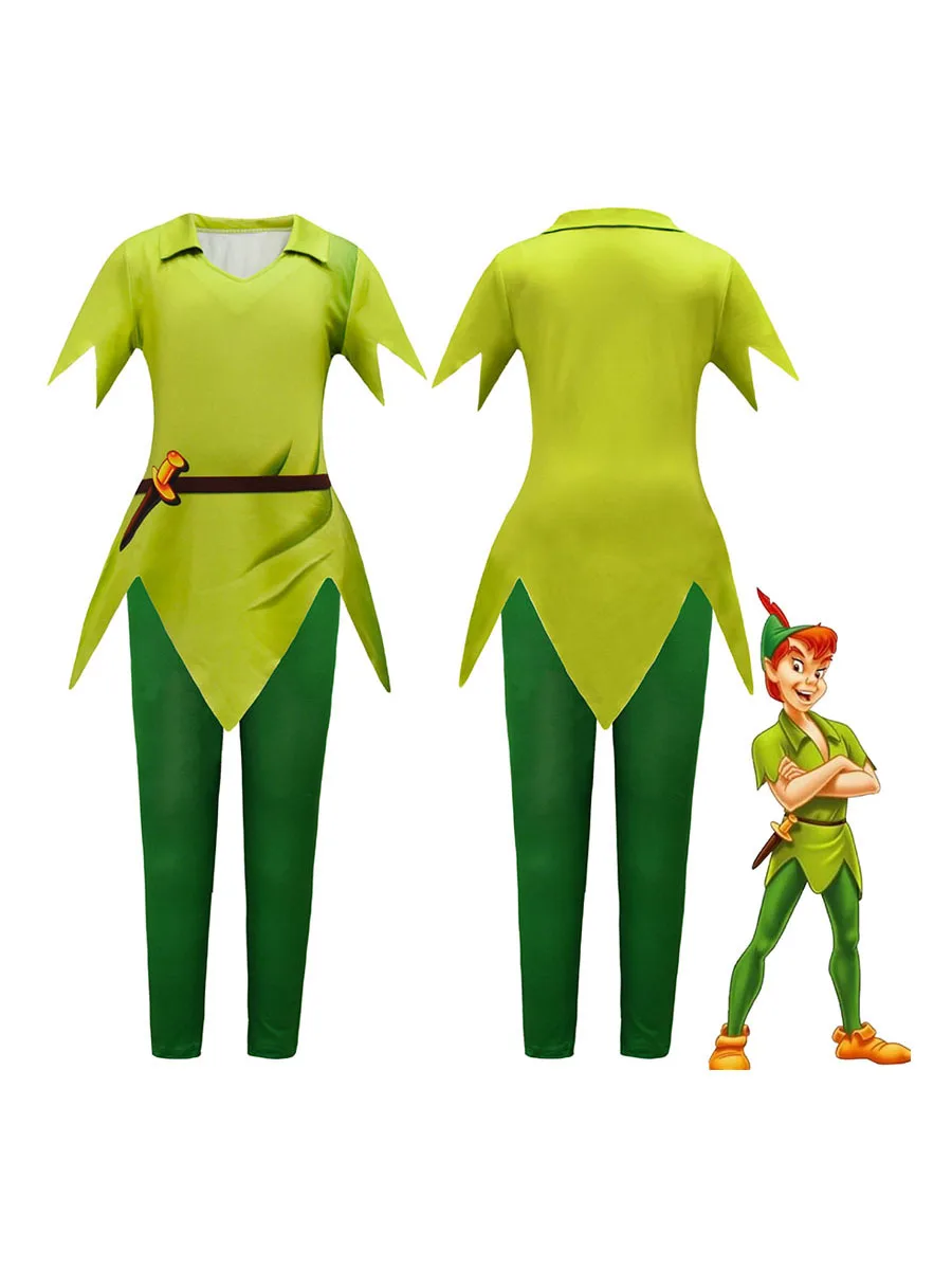 

Костюм Питера Пэна с цифровой печатью для детей, одежда для ролевых игр на Хэллоуин, косплей, наряд для выступлений, трансграничная поставка