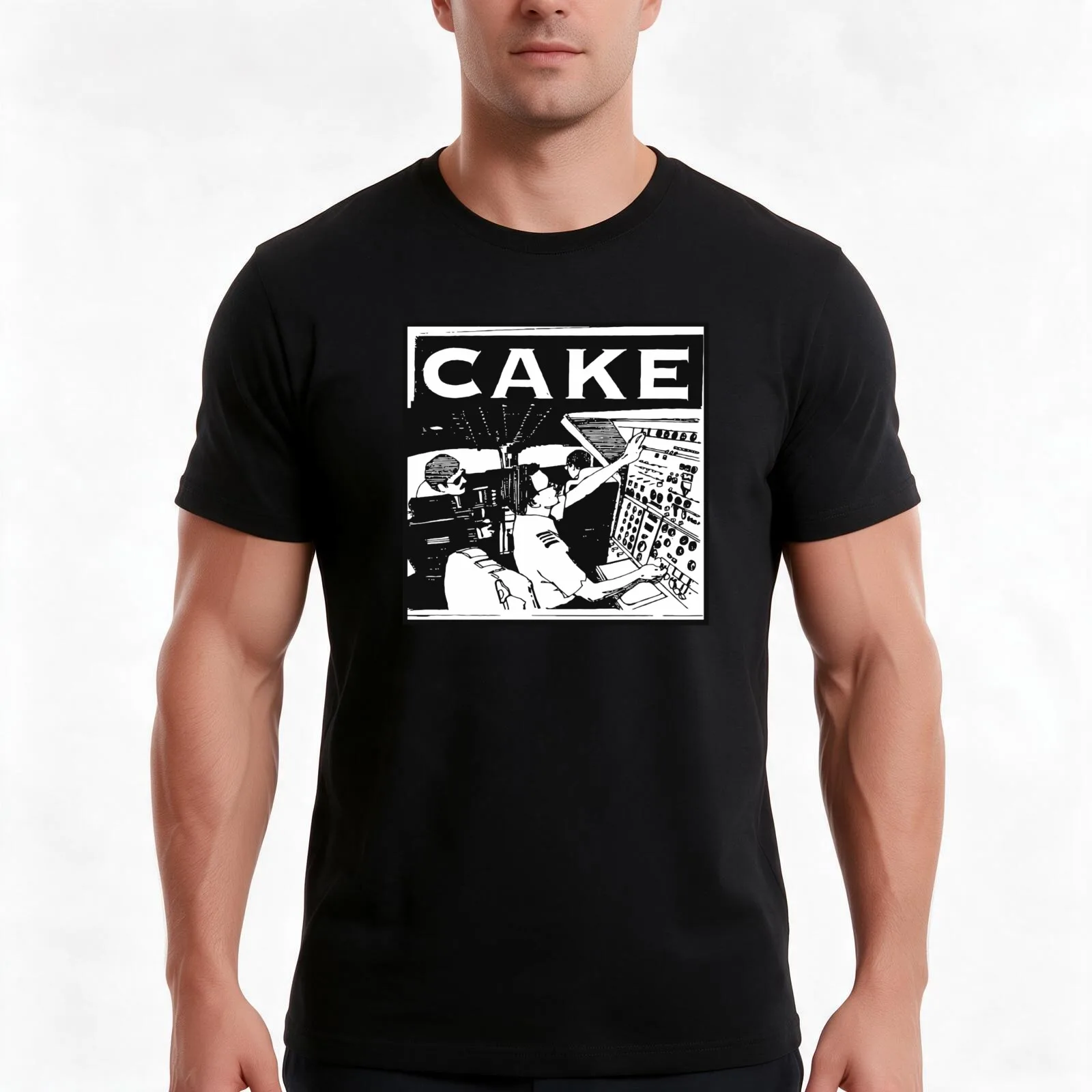 CAKE BAND Classic T-Shirt, Summer Casual Cotton Tee, Oversized Streetwear Tops, Vintage Graphic Print, Loose Fit Short Sleeve