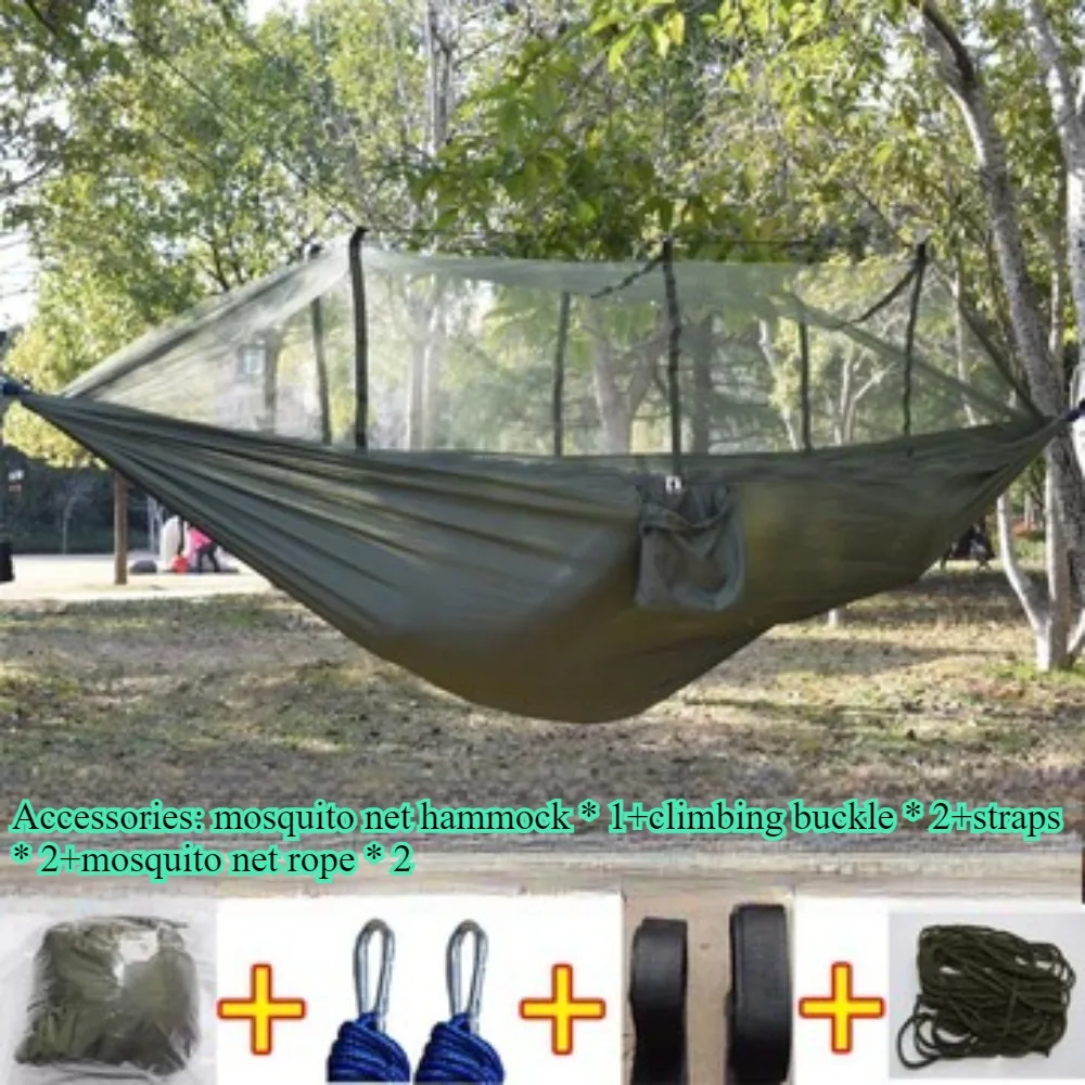 Outdoor Mosquito Net Hammock Portable Camping Leisure Mosquito Net Hammocks Garden Travel Tourist Nylon Fabric Hammock Swing image 4