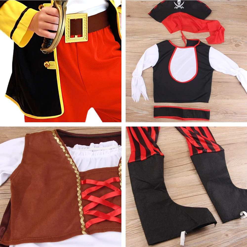 Kids Pirate Costumes Halloween Holiday Party Boys Girls Cosplay Pirates Sailors Costume Suit Dress Up