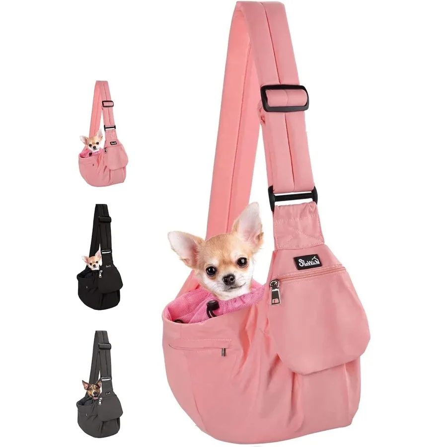 

Dog Sling Carrier Hard Bm Support Adjustable Soft Padded Shoudler Strap Dog Slings for Small Dogs Dog Purse with Drawstring Mes