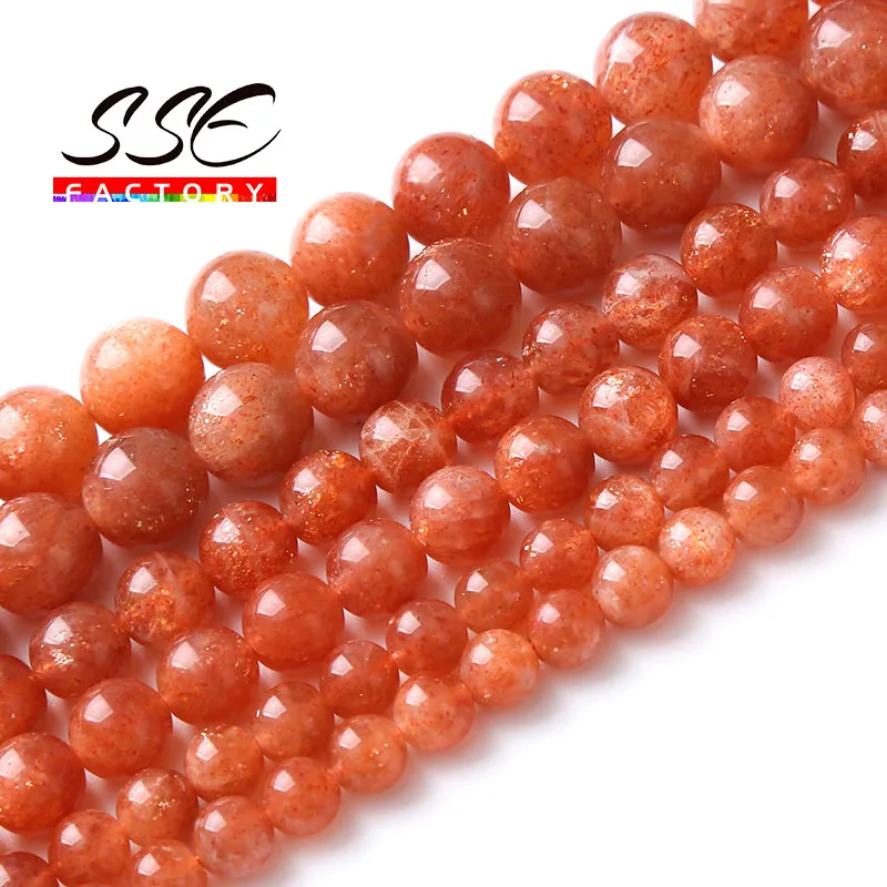 

Genuine Semi-precious Natural Golden Sunstone Quartz Beads 7A Crystal Stone Round Loose Beads For Jewelry Making DIY Bracelets